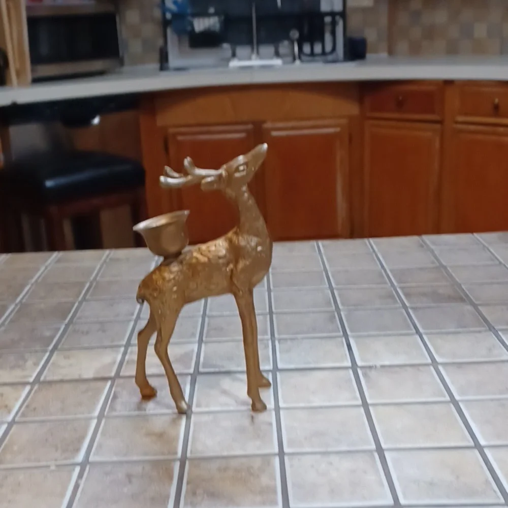 Brass Vintage‎ Reindeer Candle Holder